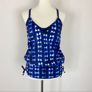 Athleta Tie Dye Tankini Blue 36 B/C
